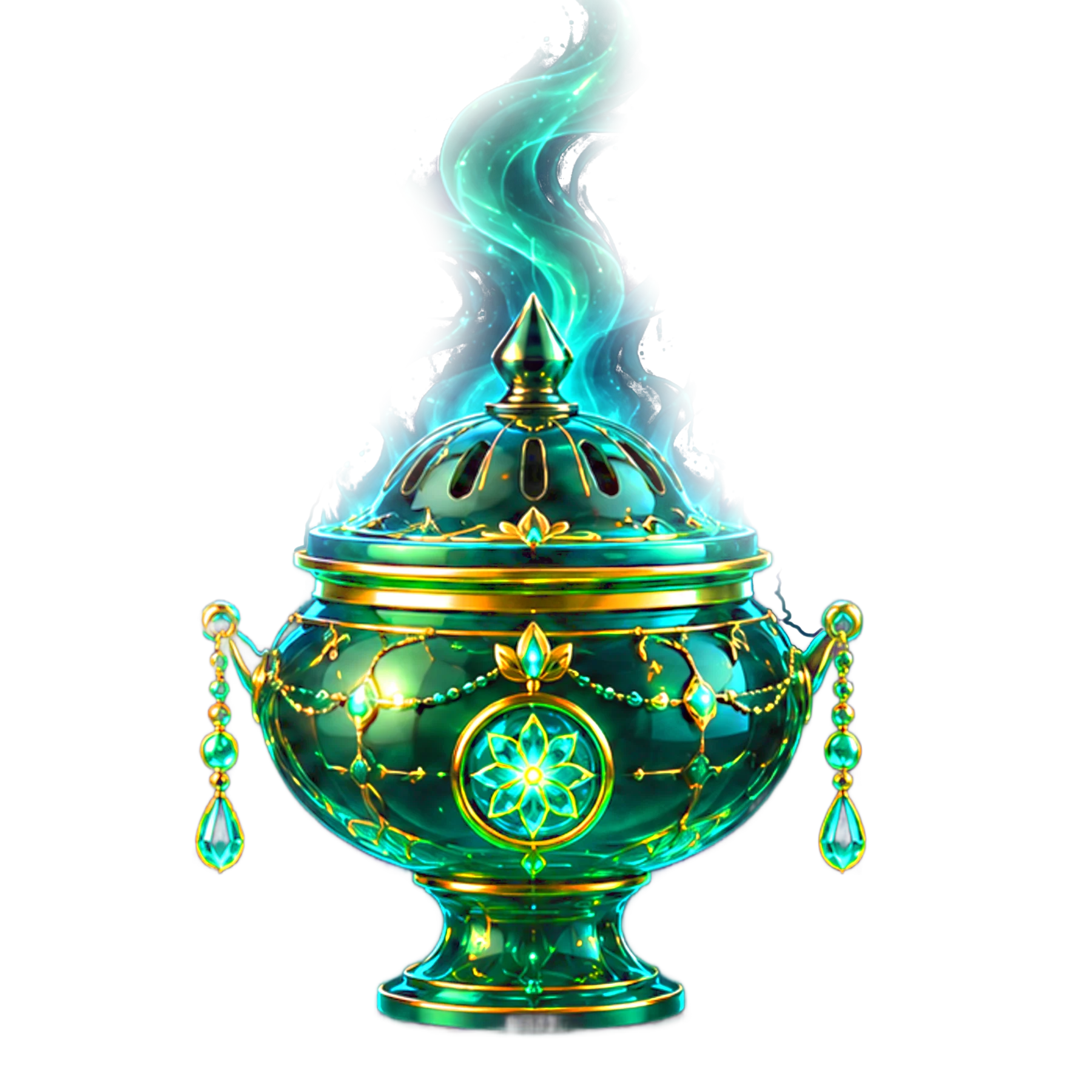 Recipiente ritualístico com fogo azul