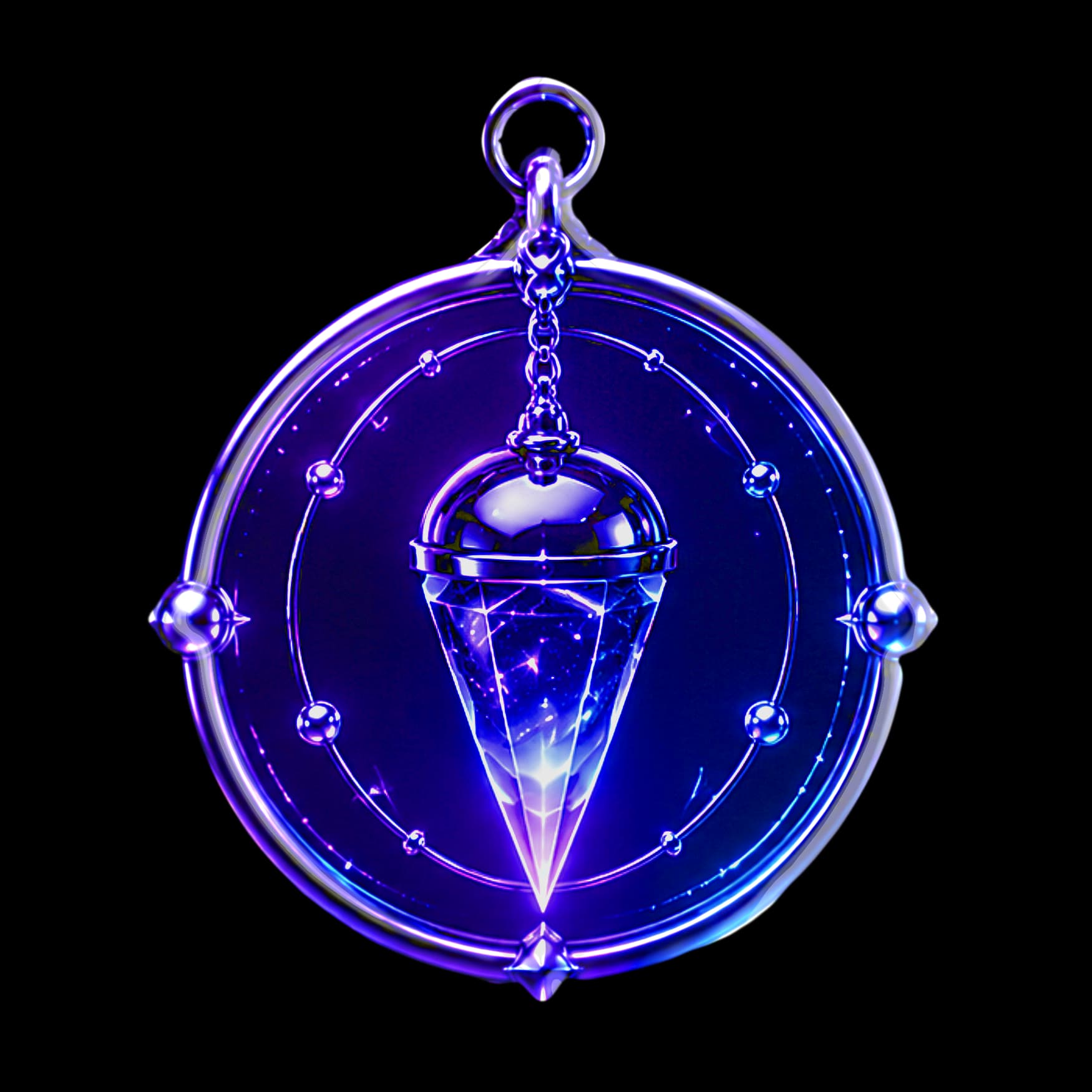 Pêndulo azul com cristal